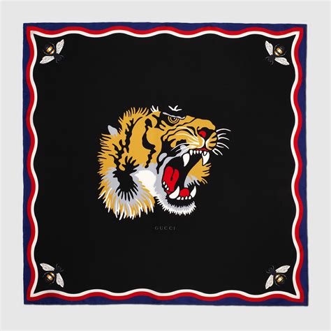 gucci men's tiger scarf|gucci scarf men's silk.